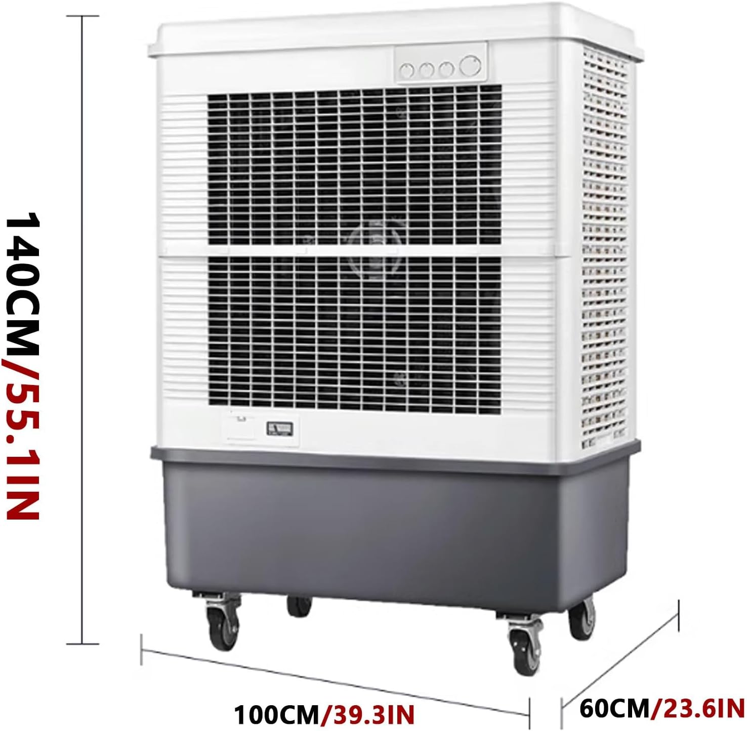 Smart Air Conditioners 3 Wind Speed Adjustment Evaporative Air Cooler with Casters and Water Level Gauges Swamp Cooler 150L/160L Water Tank 220v 700W(100 * 60 * 140cm)