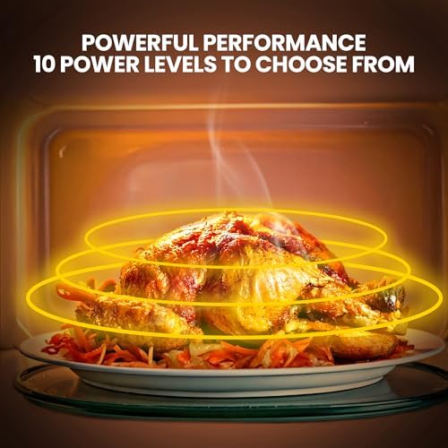 Total Chef Retro Microwave Oven | 20L / 0.7 Cu Ft | Quick Start & Defrost By Weight/Time | 8 Pre-set Cooking Modes For Coffee, Rice, Pasta, Potato, Reheat, Fish, Pizza, Popcorn | 700W | Black