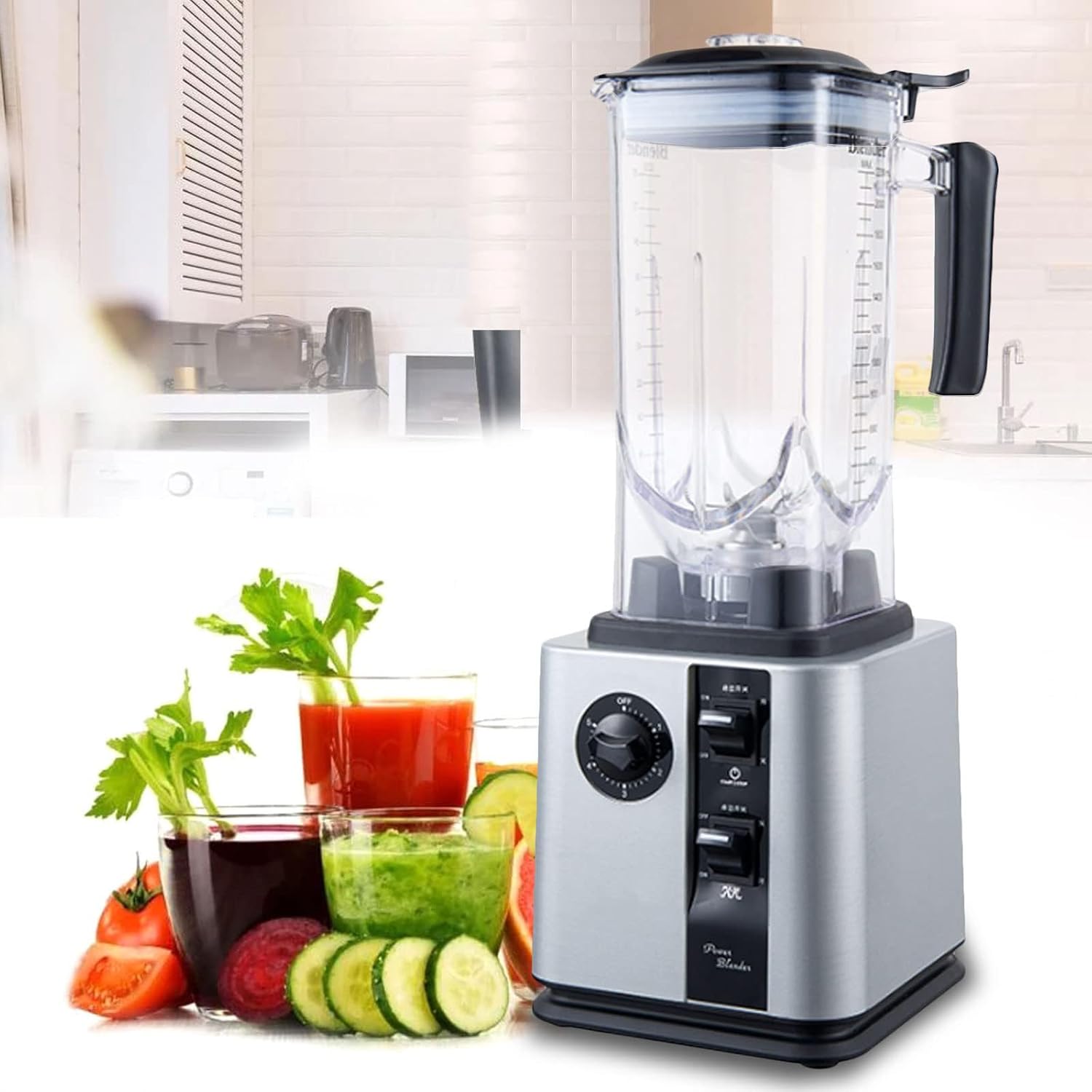 Smoothie Blender, 2200W Mixer Grinder with 30,000 RPM 9 Speeds, 2.2L Kitchen Blender for Smoothies, Juices, Coffee, Nuts, Spices silver