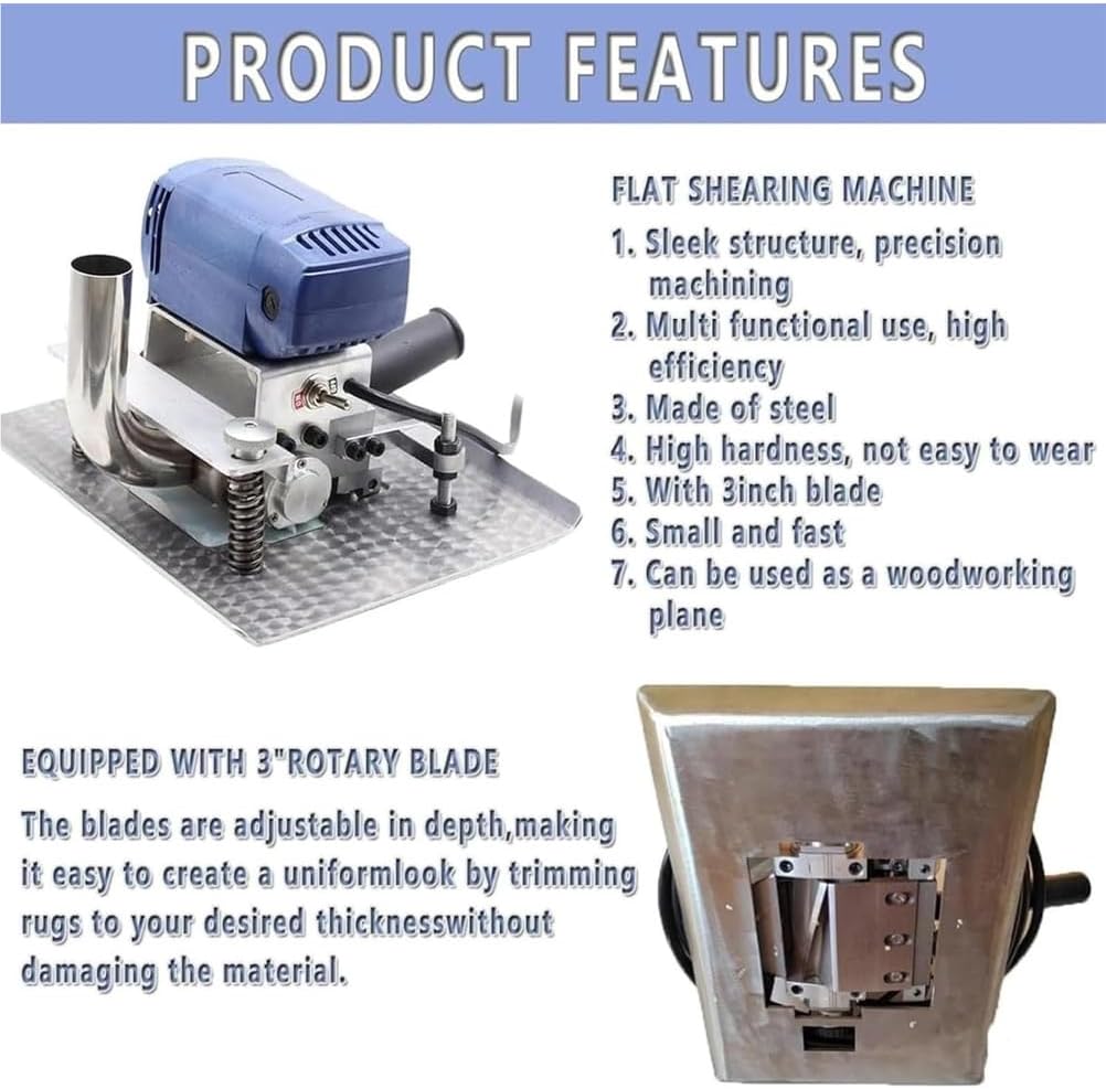 A,Flatbed Carpet Shearing Machine, Portable Carpet Tufting and Engraving Machine, 500W Electric Carpet Shearing Machine, Carpet Cleaning Machine, Handheld Carpet Flattening Machine