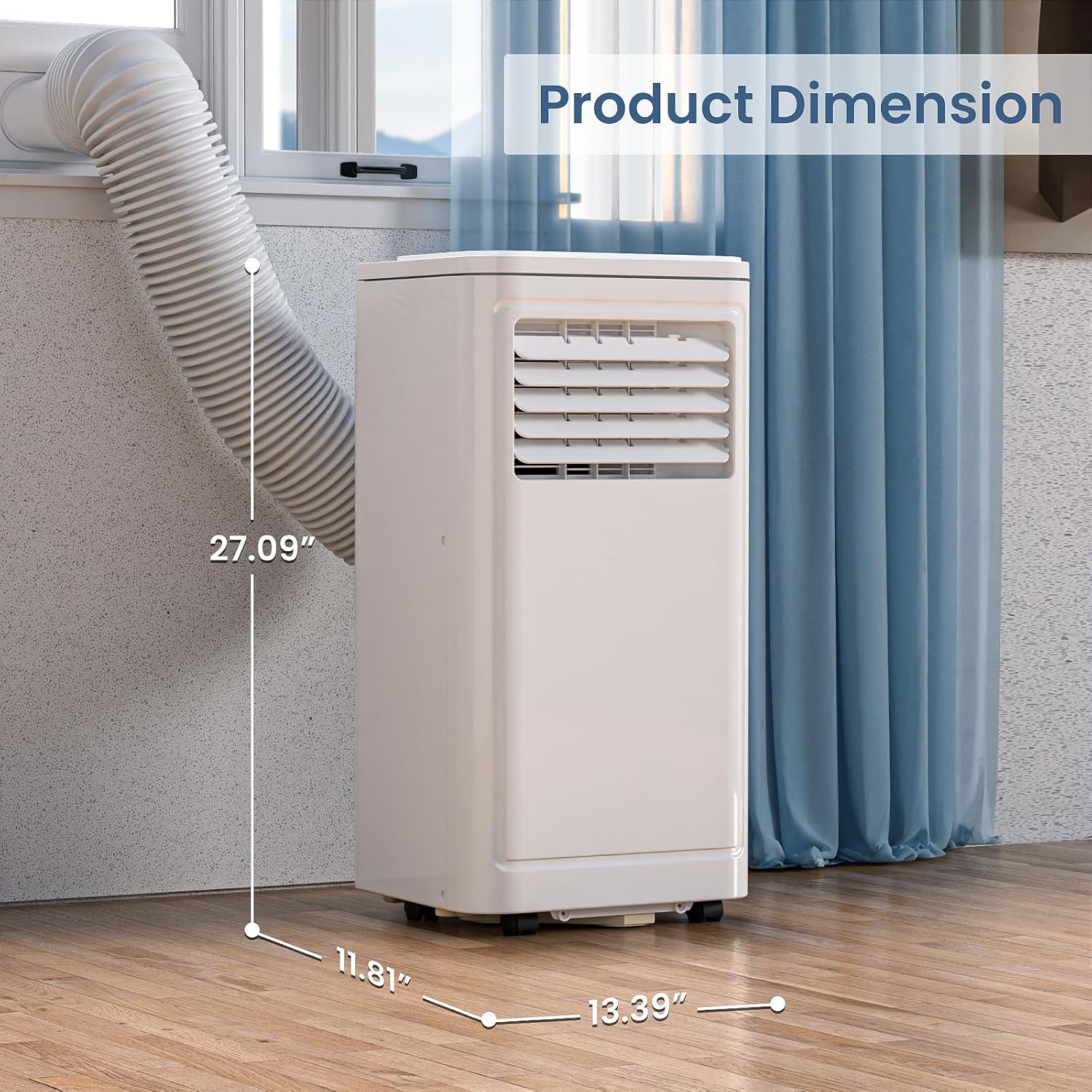 3-in-1 Portable AC Units Cools 350 Sq.Ft.,8000BTU Portable Air Conditioners Coolerwith Remote Control 24H Timer Sleep Mode,AC Unit for Indoor Use Bedroom Dorm