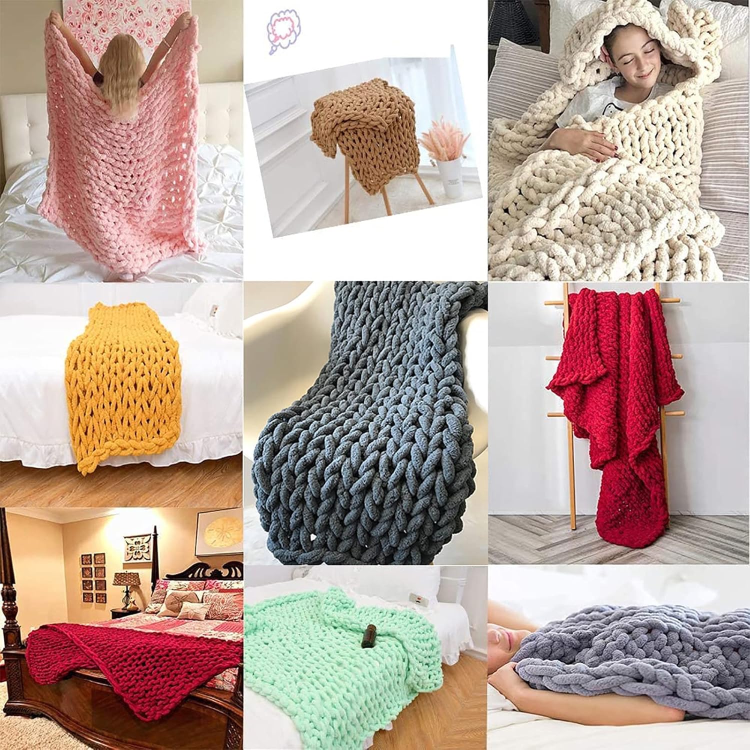 Soft Chunky Knit Blanket, Handmade Knit Blanket, Chenille Handwoven Throw Cozy Warm Blanket, Home Decor, As Sofa Blankets, Baby Air Conditioner Blanket, Photography Blanket,Bedding,Carpets