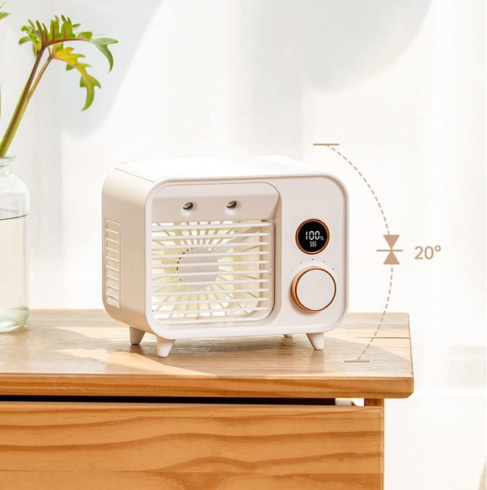 Portable Air Conditioner-2000mAh Rechargeable Personal Air Cooler with 5 Speeds, Quiet Mini Air Conditioner Fan, Desk Cooling Fan for Home, Bedroom, Travel, and Office (Color : Green)