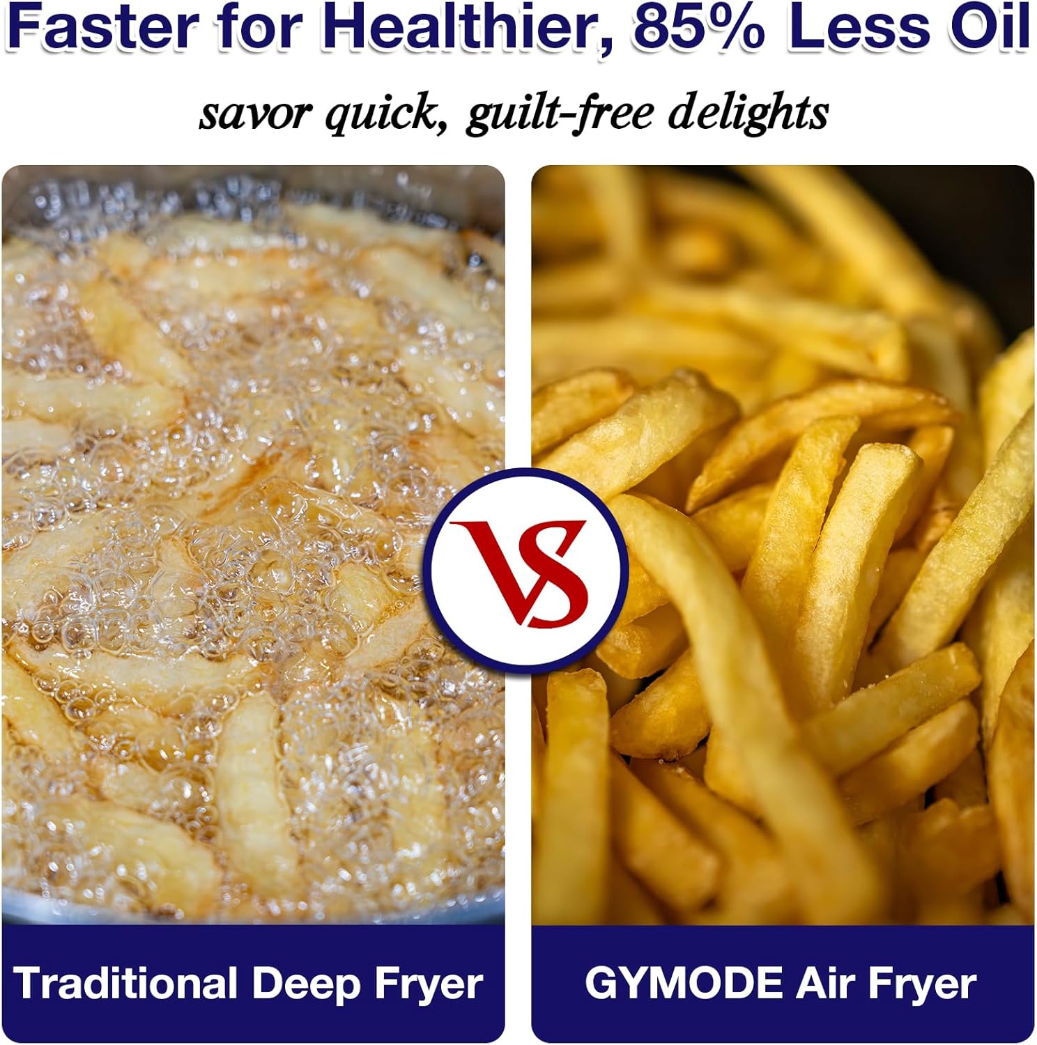 4.7QT Glass Air Fryer, 360° Viewable Glass Air Fryer Non Toxic, 6-IN-1 Preset Cook Modes, Digital Display, Adjustable Temp 100F - 400F, Nonstick, Dishwasher Safe, Black