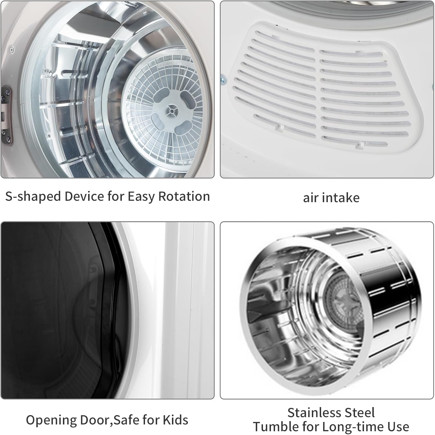 ROVSUN 9LBS -1400W Portable Clothes Dryer with Easy Control Knob, White