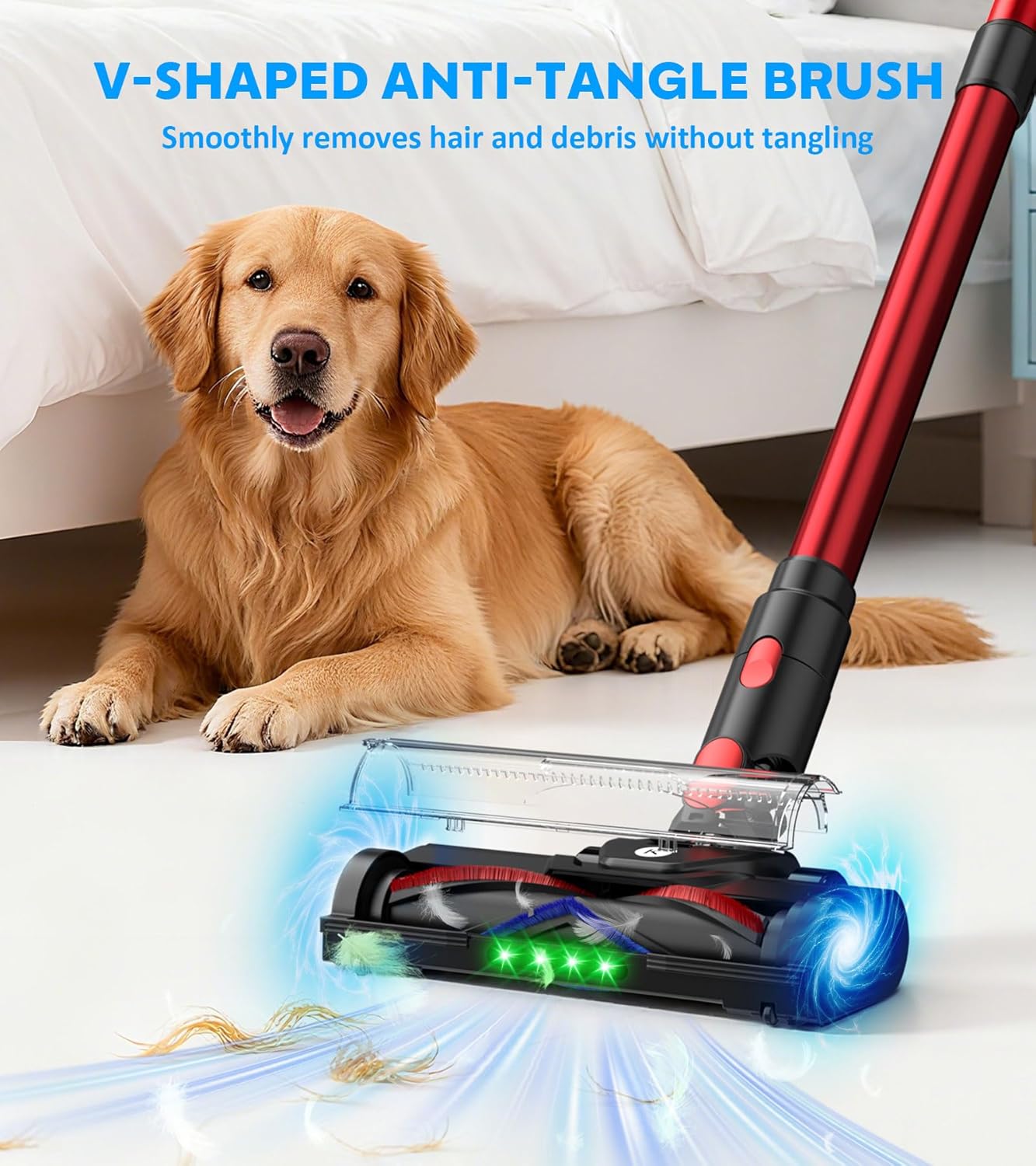 Cordless Vacuum Cleaner, 600W 50KPA Powerful Stick Vacuum with OLED Smart Display, 70Mins Runtime, Self-Standing & 1.8L Dust Cup, Vacuum Cleaners for Home/Hardwood Floor/Carpet/Pet Hair