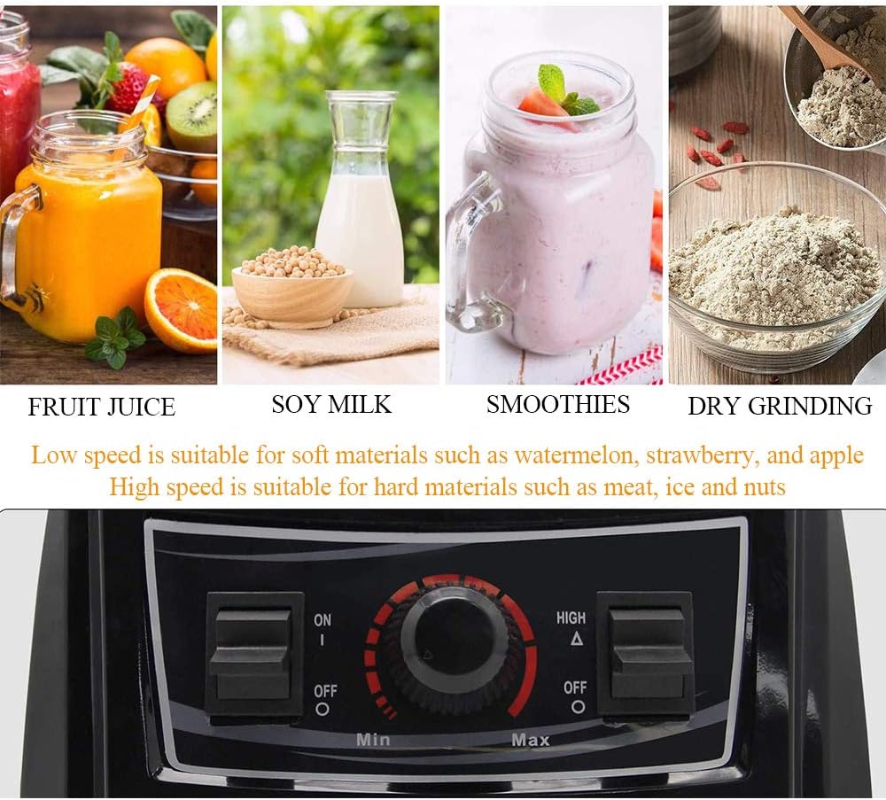 Huanyu Countertop Blender 130 oz 2800W with Speed Control Low Noise for Fruit Smoothie Ice Soy Milk Hot Soups Frozen Desserts Crush Mix Home Commercial G7400 3.9L (110V US Plug)