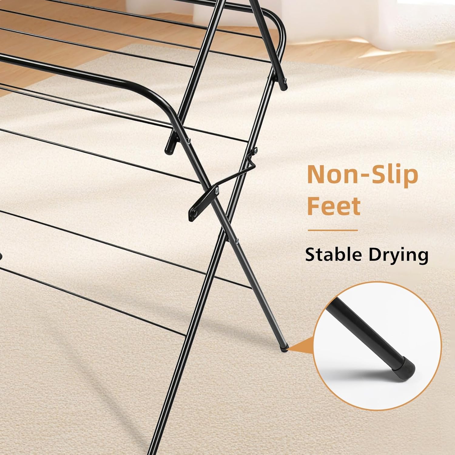 Foldable Clothes Drying Rack | Portable Collapsible Laundry Drying Rack | Use for Indoor & Outdoor | Space Saving | Black 54