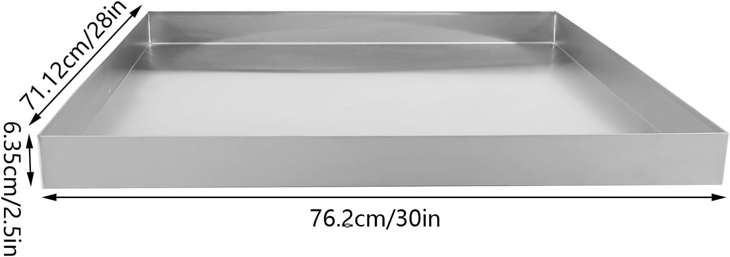 28 X 30 X 2.5 Inch Washing Machine Drain Pan with Hole, 304 Stainless Steel Under Washer Machine Drip Pan with Hose Adapter, Drain Pan for Washer Dishwasher HVAC Dryer Water Heater