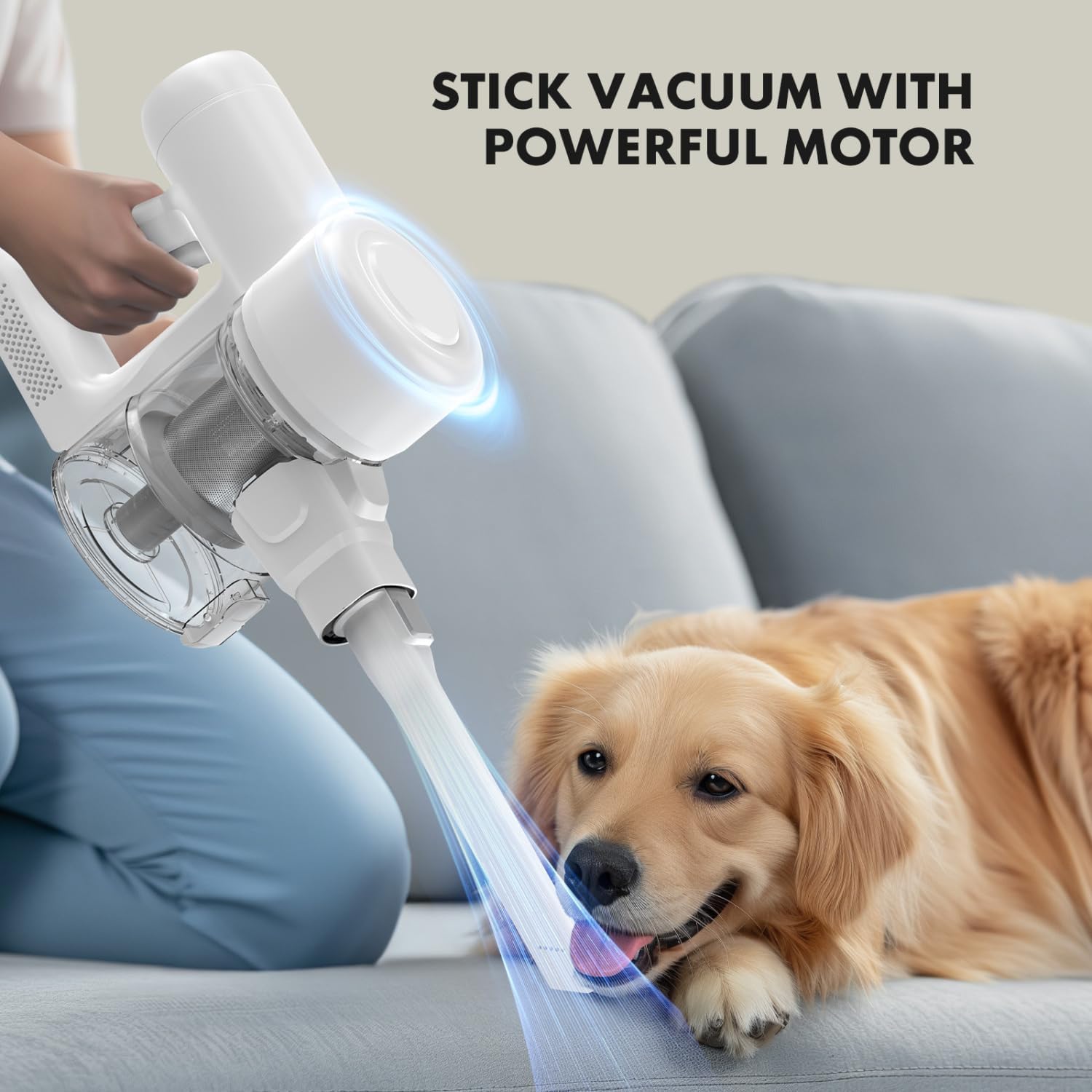 Cordless Vacuum Cleaner Electric Rechargeable Vac Handheld for Carpet, Hard Floor, Pet Hair, White