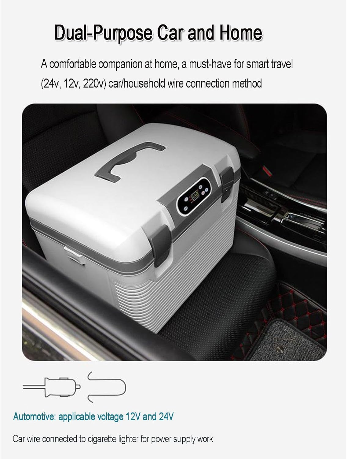 12V/24V Car Refrigerator, 19L Portable Fridge Small Cooling and Heating Box Insulated Box Car Cooler for Car, RV, Truck, Van, Boat, Camping, Travel, Fishing Outdoor