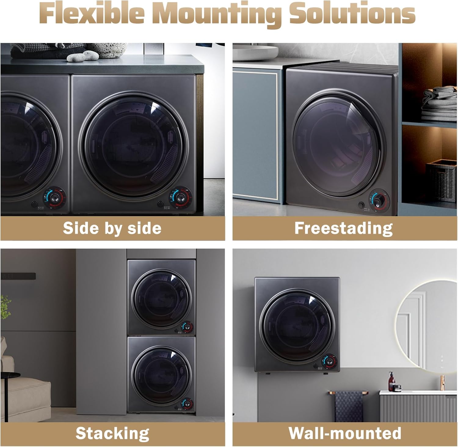 CTT Portable Clothes Dryer 3.5 cu.ft, 1500W Compact Dryer for Apartment