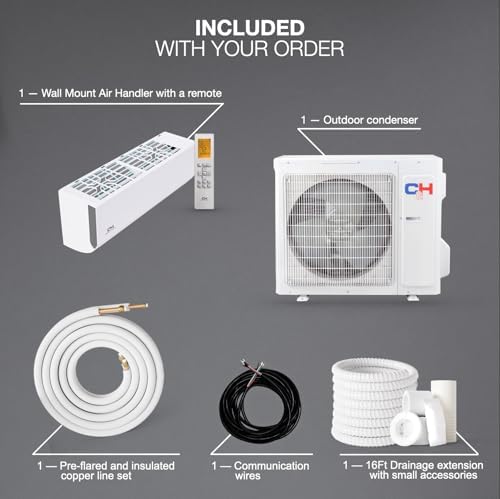 Cooper & Hunter Olivia Series, 9,000 BTU, 230V, 24 SEER2, Single Zone Mini Split AC/Heating Ductless Inverter System, Including Installation kit