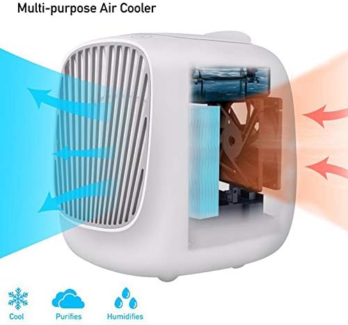 Mini Air Conditioner Portable Air Cooler 7 Colors LED USB Cooler Fan Air Cooling Fan Rechargeable Fan for Office Room White (Pink)