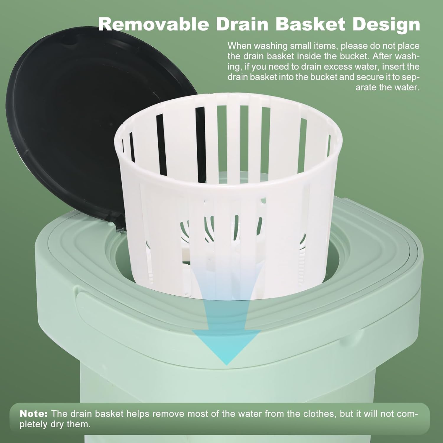 Mini Portable Washing Machine, 9L Foldable Washer with 3 Modes, Ideal for Baby Clothes, Underwear, Socks, Space-Saving Design for Home, Apartment, Hotel, Camping & Travel (Green)