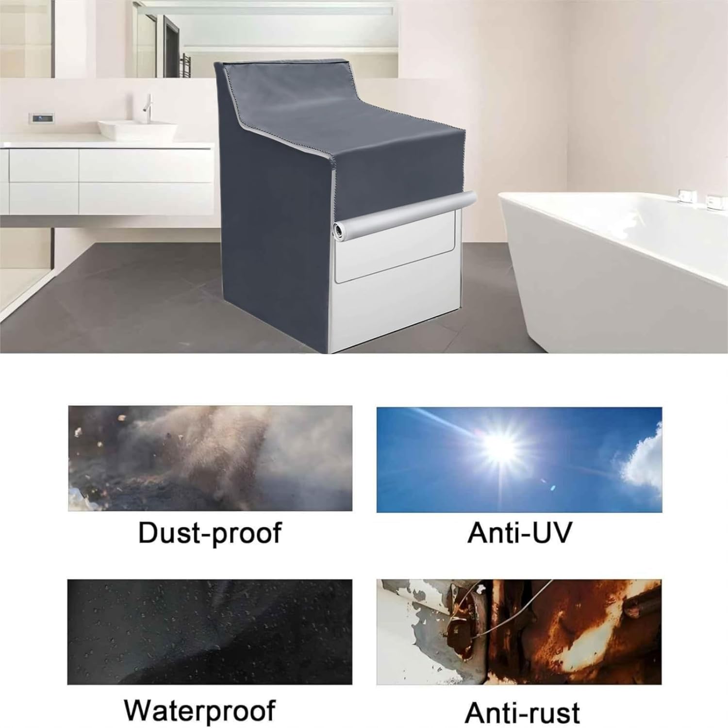 Ericlin 2Pack Washer and Dryer Covers,Top Load Washing Machine Cover Laundry Dryer Protect Cover Dustproof Waterproof Zipper Design for Easy Use Fit for Most Front-loading Machine(W29D28H43in) (Grey)