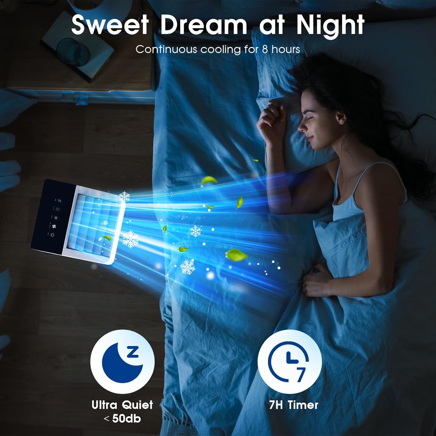 3-IN-1 Windowless Portable Air Conditioner, Evaporative Air Cooler with 90° Oscillation, 3 Speeds, Remote, 1 Gal Water Tank, 4 Ice Packs, Timer, Fast Cooling Fan for Indoor (white, 1.05 Gal)