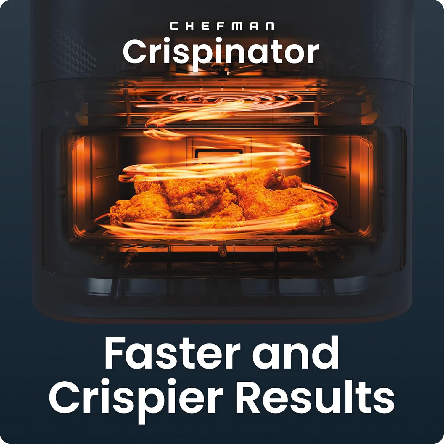 Chefman Crispinator Air Fryer 6-in-1 with 8 Qt capacity, 450°F Max Temp with TurboFry Pro Technology for Fast and Even Results, Viewing Window, Nonstick Ceramic Basket