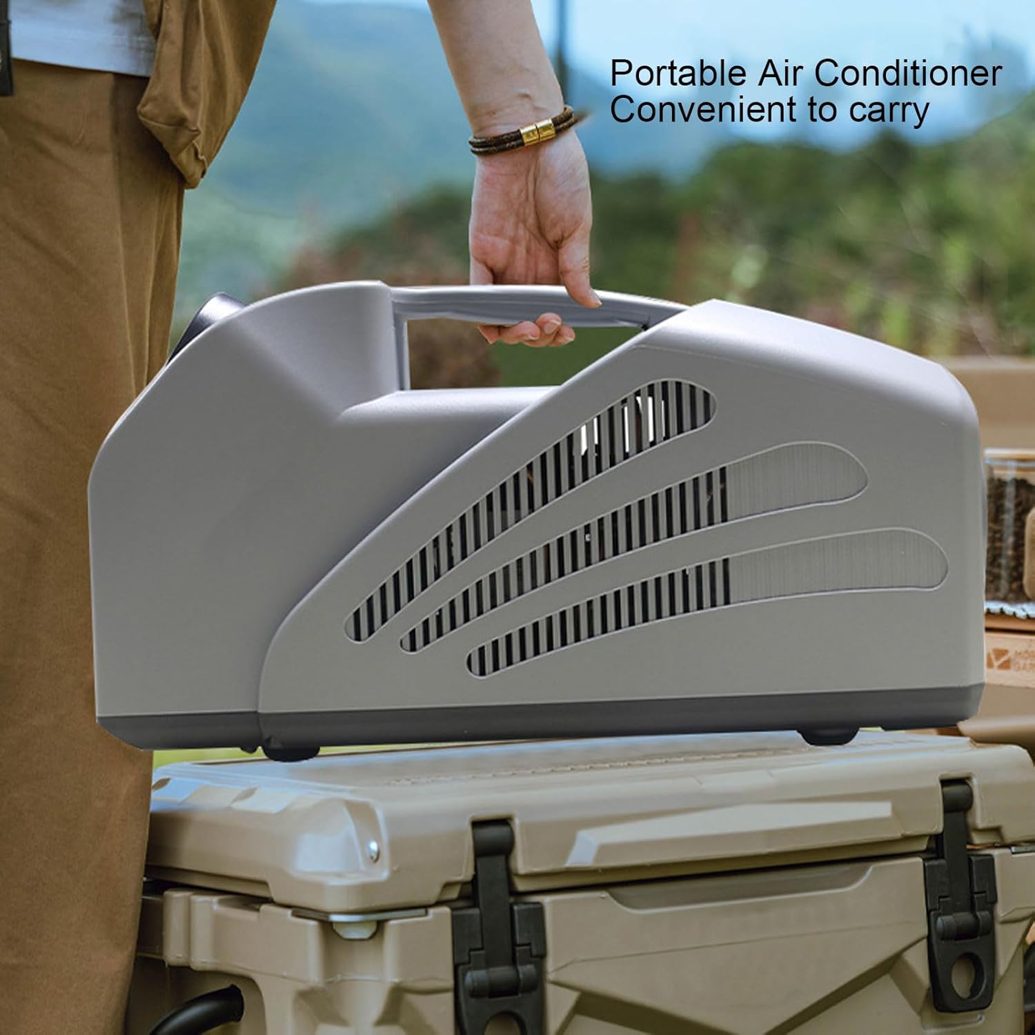 Personal Cooling Fan Air Conditioner Fast Cooling Outdoor Air Conditioner 2350 BTU Portable Air Conditioner Low Power Consumption DC24V for Camping Tent RV Car Truck 210W (US