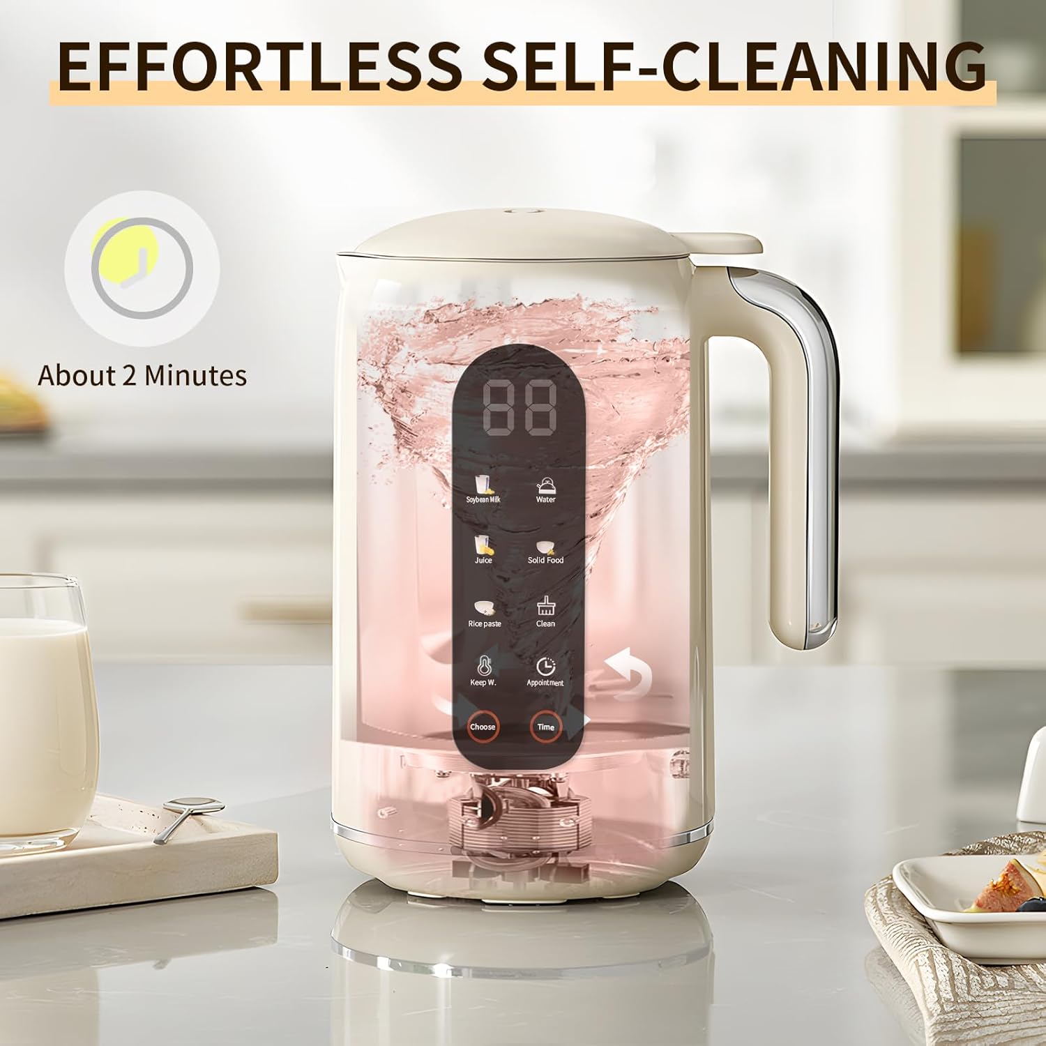 HANC 42oz Nut Milk Maker Machine, 8 in 1 Silent Automatic Soy Milk Maker, Homemade Soy Milk, Oat, Puree, Almond Milk Maker with Delay Start/Keep, Cream Warm/Boil Water/Self-Cleaning, Cream