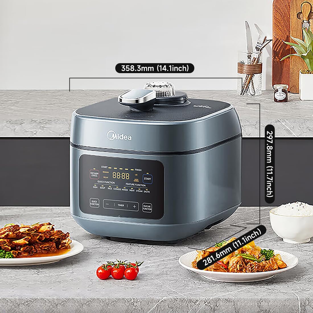 Midea 8-in-1 Electric Pressure Cooker with Dual Pots, Multi-Functional Programmable Slow Cooker, Rice Cooker, Steamer, Sauté Pan and More, 5 Quart
