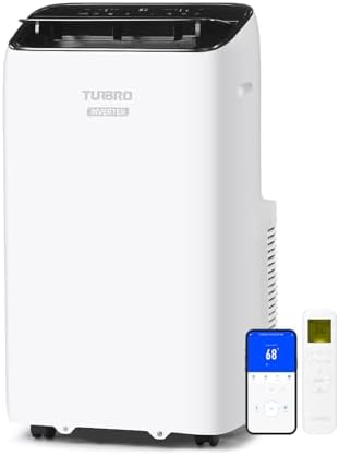 TURBRO Greenland 14,000 BTU Inverter Portable Air Conditioner, High Efficiency, Quiet Operation, Cools Up to 600 Sq. Ft., Dehumidifier & Fan, with Remote, WiFi, and Alexa/Google Assistant