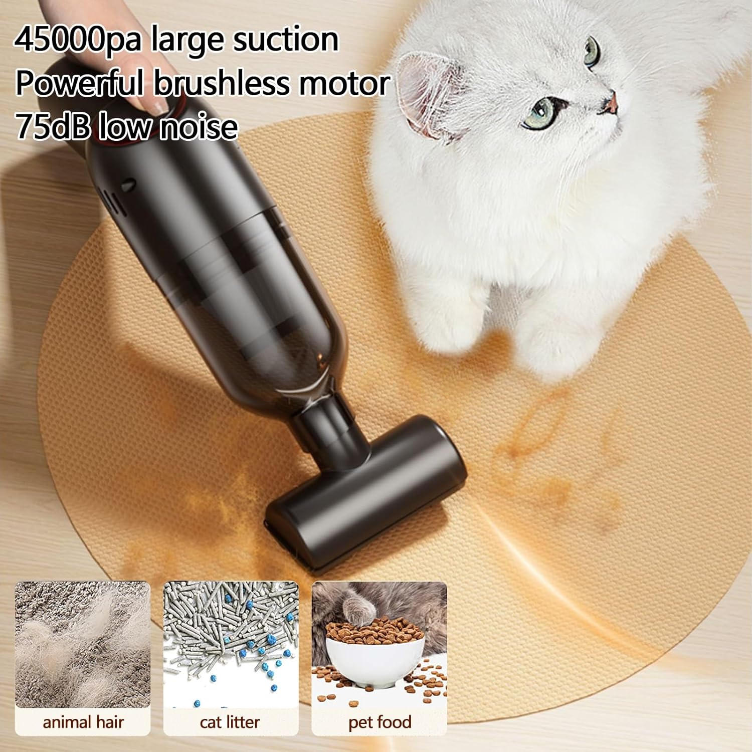 VELPEN Handheld Vacuum Cordless, 45Kpa Car Vacuum Cleaner High Power, 3-in-1 Mini Dust Buster Vac with Duster Crevice, HEPA Filter, Rechargeable USB, Max 70 Min Runtime