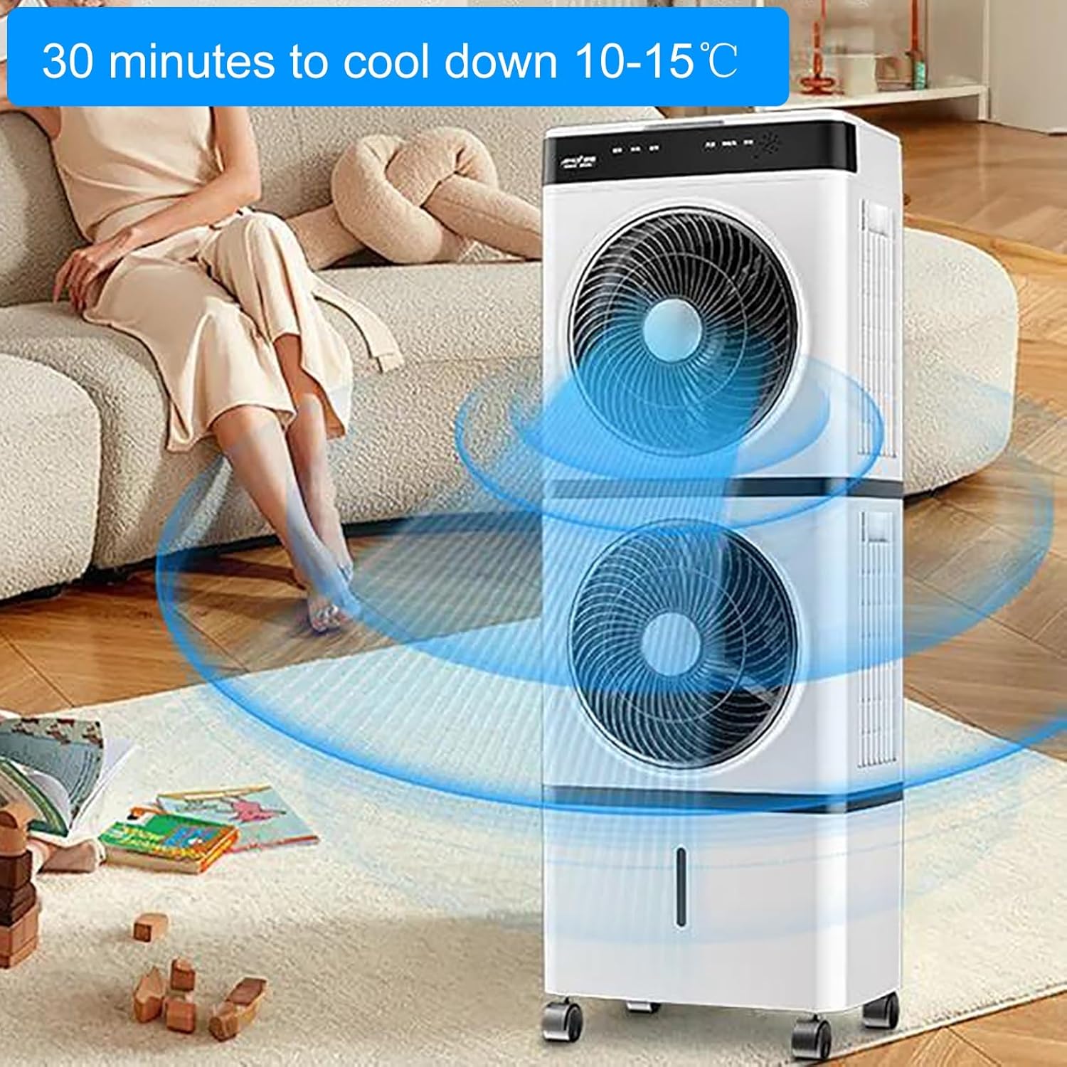 Swamp Cooler Air Conditioner, Evaporative Air Cooler, 14L/3 Gal Tank for Long Cooling, 3 Speeds, Auto Oscillating, 12H Timer, Remote, Water Cooling Fan for Home