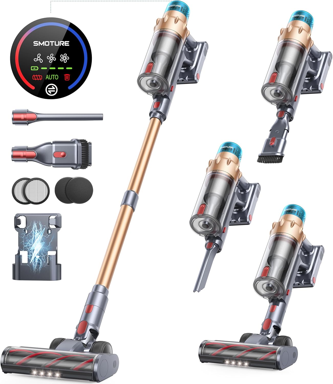 BLACKTK 550W Cordless Vacuum Cleaner, 45KPA Strong Suction, 60 Min Runtime, Handheld Vacuum for Carpet & Hard Floor, Lightweight Stick Vacuum with Detachable Battery, Charging Stand, for Home Pet Hair