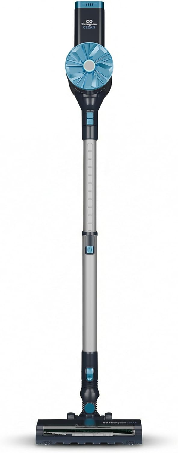 Strongcore Clean Cordless Vacuum Cleaner Rechargeable Battery, Multi-Tool Included Stick Vacuum with HEPA Filter, Self-Standing Design, LED Lights & Adjustable Handle for Home, Carpet and Hard Floors