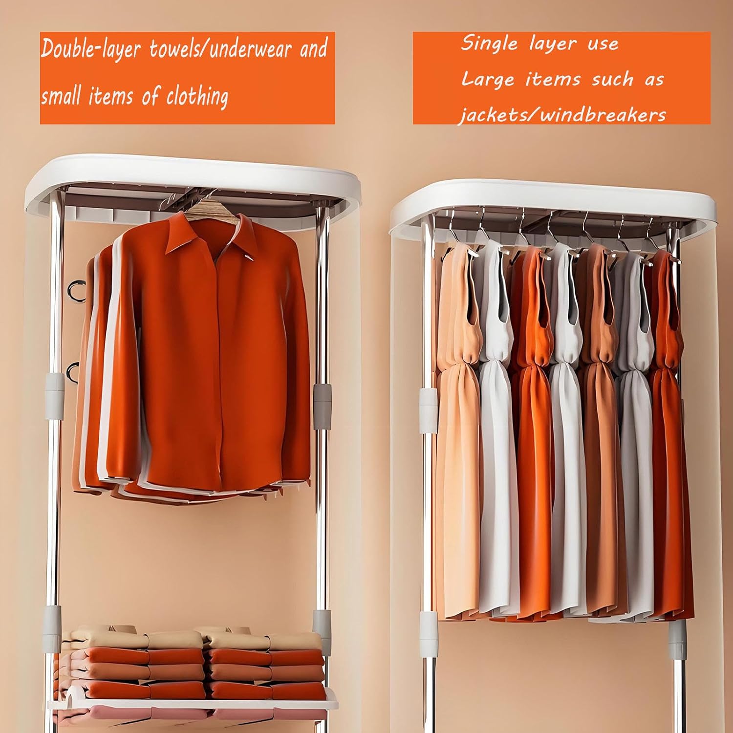 Folding Steam Closet, Portable Clothes Dryer Electric Double-Layer Use, Steam Press for Clothes 900w for clothes and fabrics, quick-dry steam