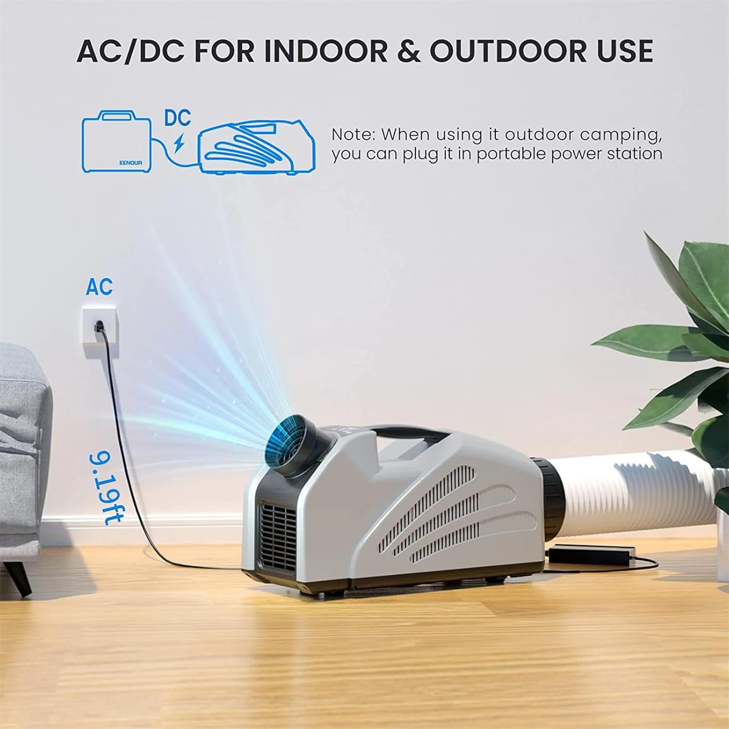 2350BTU Tent Air Conditioner, 250W Low Power Consumption Portable Air Conditioner, 3 Wind Speeds, for Tent, RV, Outdoor Event, Compact