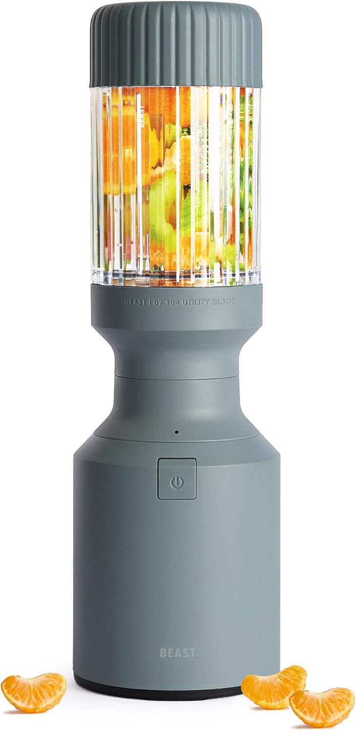 The Beast Mini Blender | Mini Countertop Kitchen Blender | Blend Smoothies and Shakes, Dressings, Sauces, Dips | Straw Cap and Straws Included | 600W (Mist)