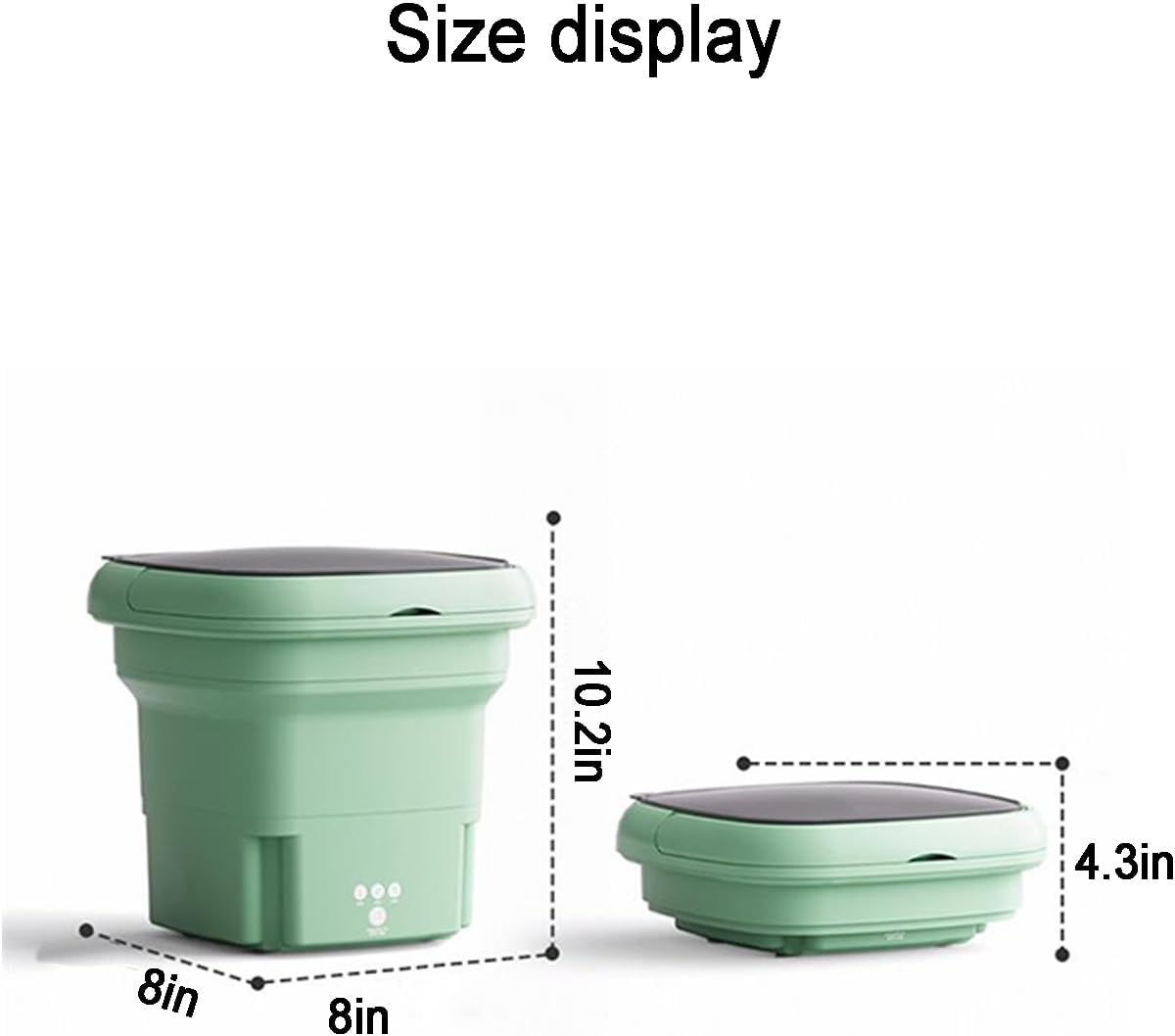 THAMBA 3 L Small Portable Mini Folding Washing Machine, Travel, Work Out, Camping, Apartment Necessities, Washable Socks, Small Laundry (Color : Green+Blue Light)