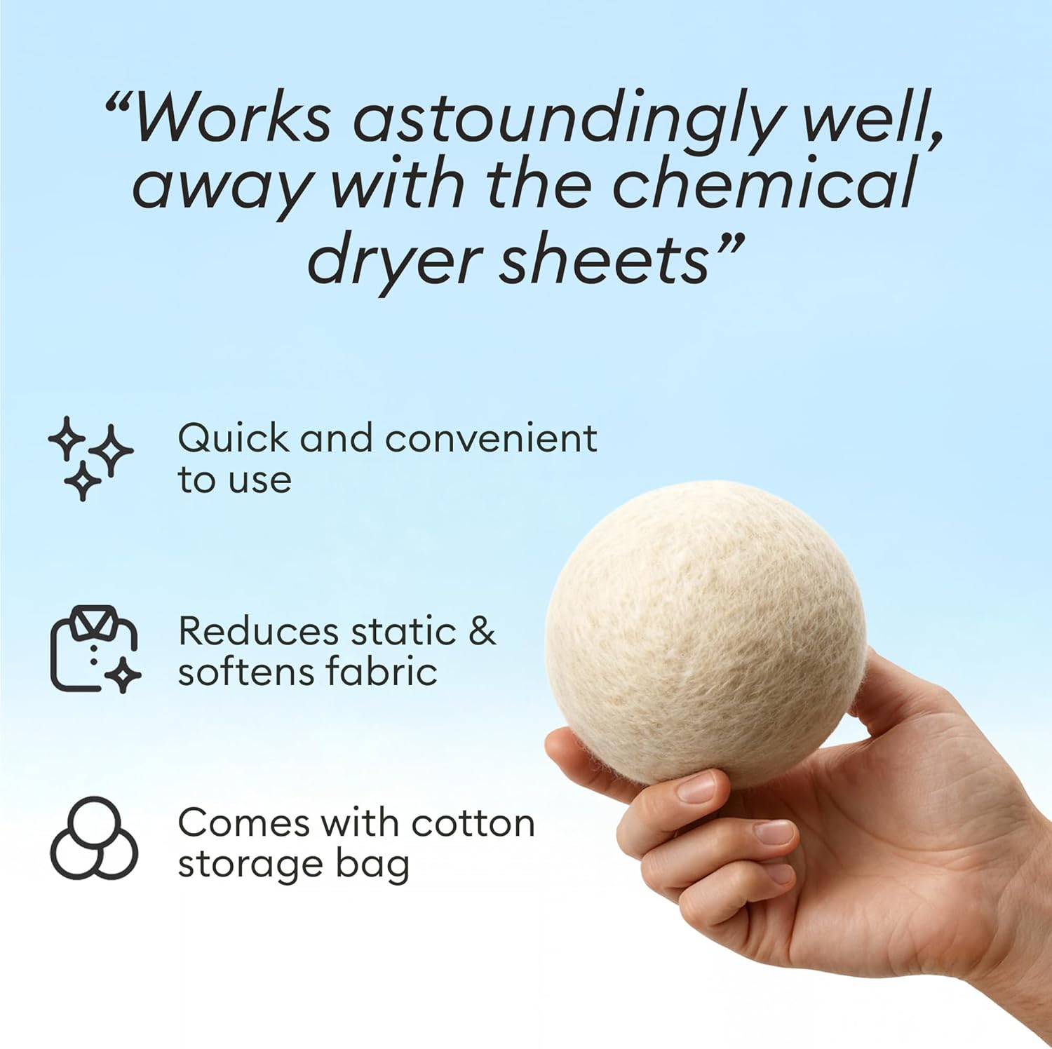 Vove Natural Hemp Dryer Balls - 4 Pack, 5X More Absorbent Than Wool - Cuts Drying Time up to 35%, Natural Fabric Softener, Reduces Wrinkles and Static, Reusable, Hypoallergenic, Eco Friendly