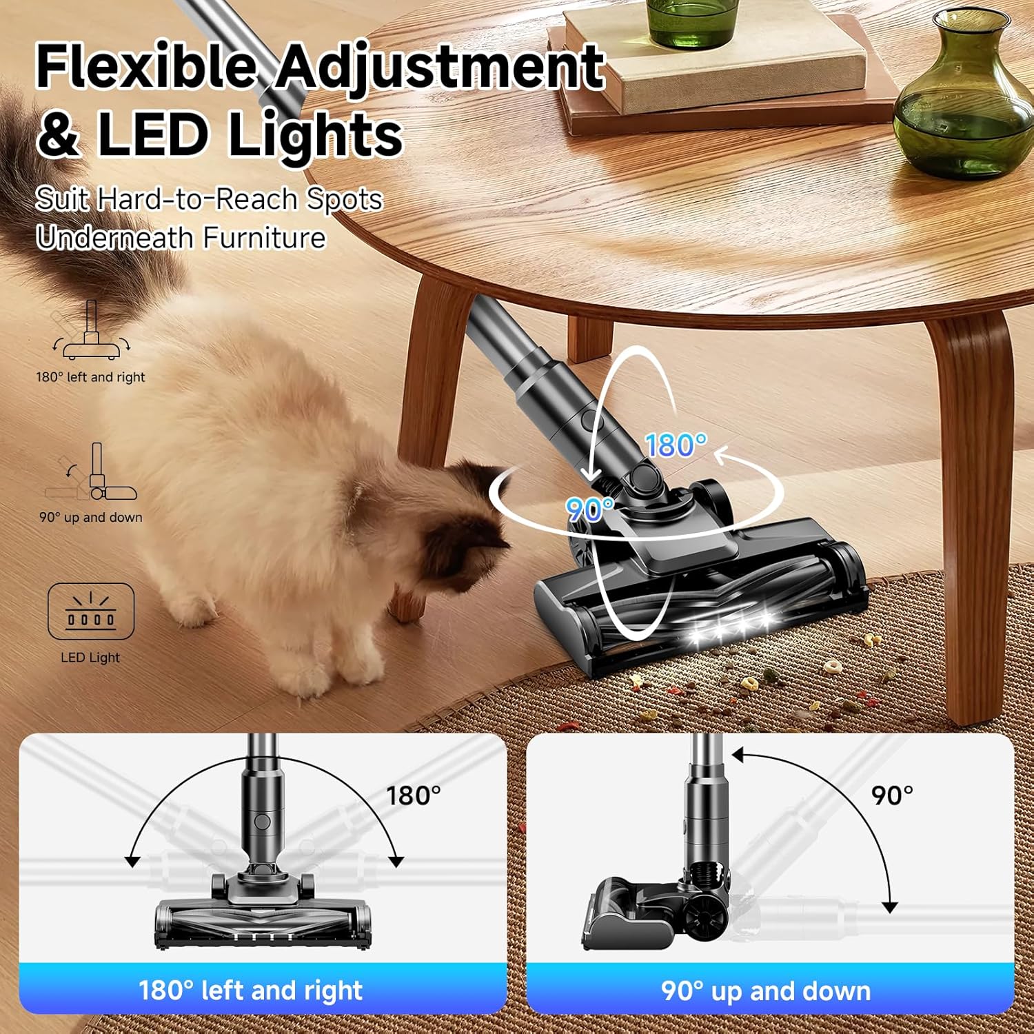 KIKETECH Cordless Vacuum Cleaner, Stick Vacuum Cleaners for Home, Lightweight Vacuum for Pet Hair/Carpet/Floor (Black)