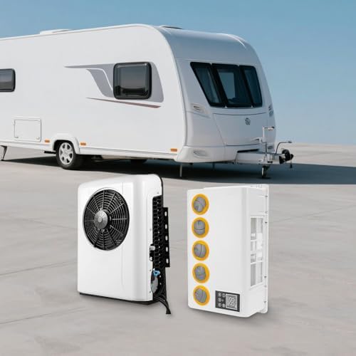 12V 800W Split RV Truck Air Conditioner Set with Outdoor & Indoor Unit, 12000 BTU Multifunctional Portable Camper Air Compressor, 5 Gears Mini Split AC System Unit Low Noise Fit for Rvs Motorhome Bus