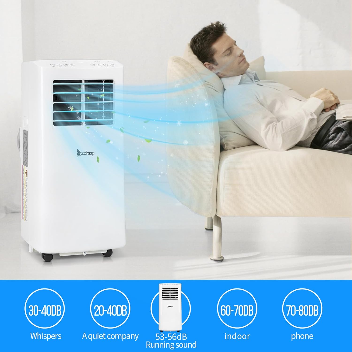 Winado Portable Air Conditioners 8000 BTU for Room Up to 200 Sq.Ft, 3-in-1 WiFi Portable AC Units with Remote Control/24Hrs Timer/Smart Memory, Air Cooler for Garage/Office/Bedroom