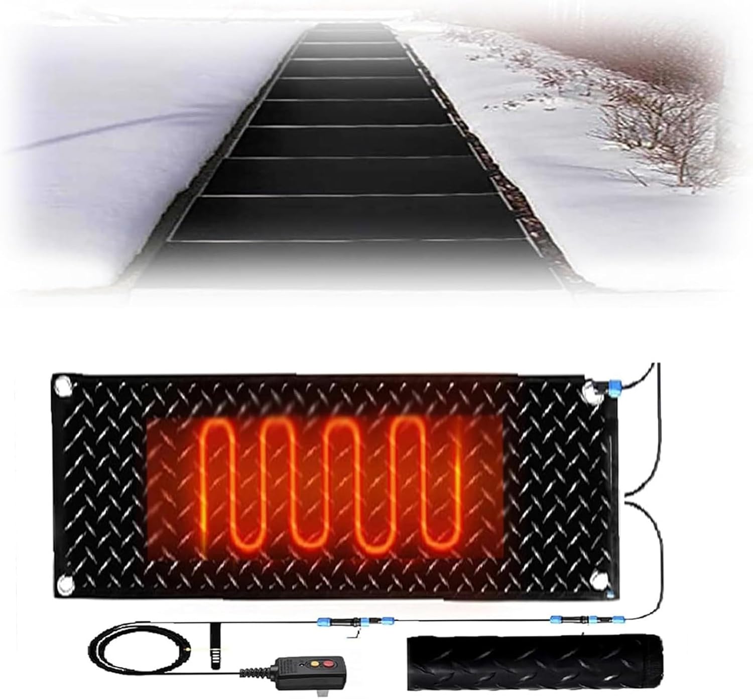 Heated Snow Melting Mats for Entrances,1/2/3/4/5 Pcs Heated Snow Melting Mats,Winter Removal and Ice Melt Products,for Winter Outdoor Stairs(1 Pcs,30x90cm/12x36in)