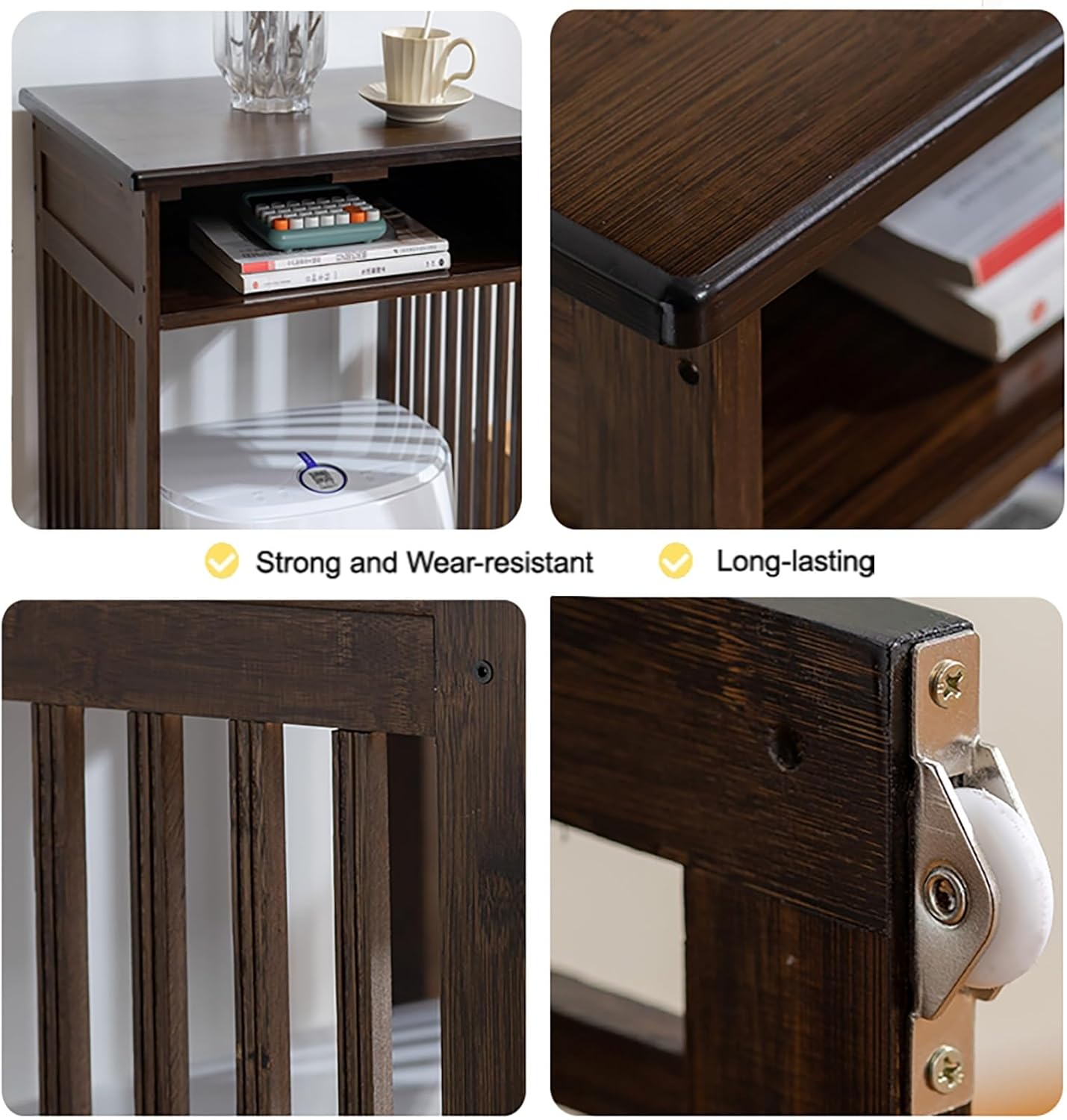 Mobile Robot Vacuum Storage Cabinet Side Table, Vacuum Hidden Open Storage Shelves Modern Side Table Storage Cabinet Compatible for Living Room Bedroom(Yellow,75cm/29.5in)