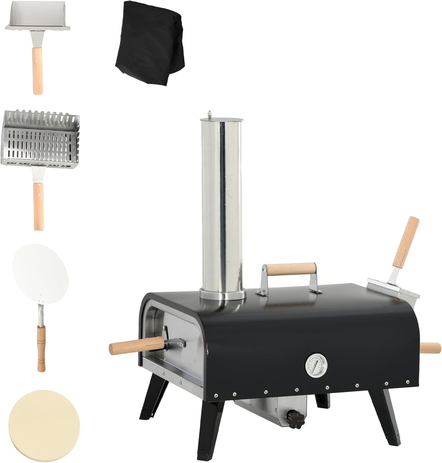 Outsunny 846-122V00BK Outdoor Pizza Oven, Black