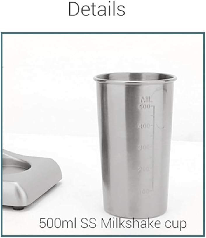 500ml Milkshake Maker Countertop Electric Drink Mixer Stainless Steel Milk Shake Blender Drink Mixer w/Practical Muddler, 100W 110V