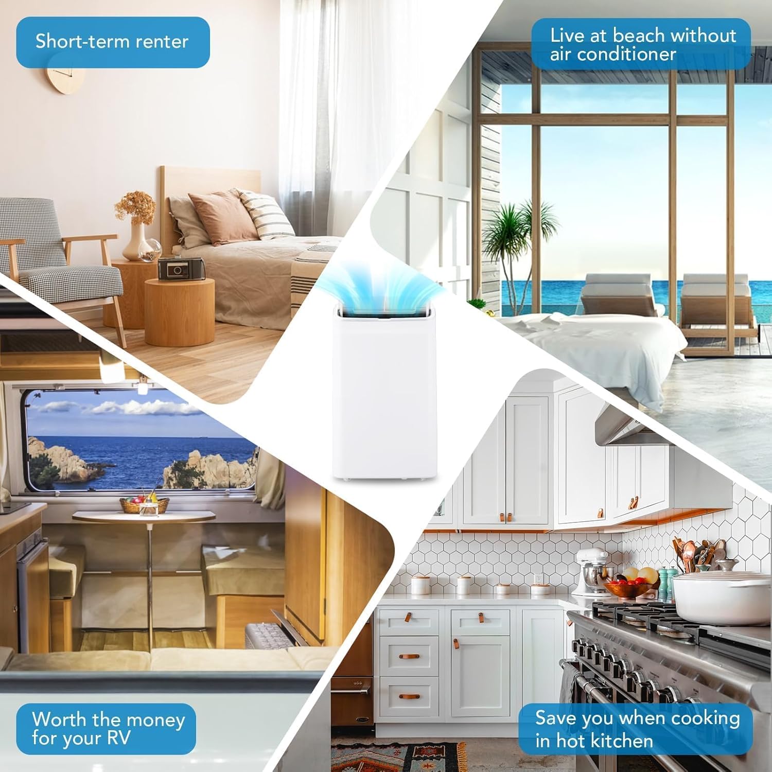 14000 BTU Portable Air Conditioners with Remote Control, 3-in-1 Free Standing Cooling AC Unit with Fan & Dehumidifier, Cools Room up to 750 sq.ft, Smart/Sleep Mode, 3 Speed, Auto Swing, 24H Timer