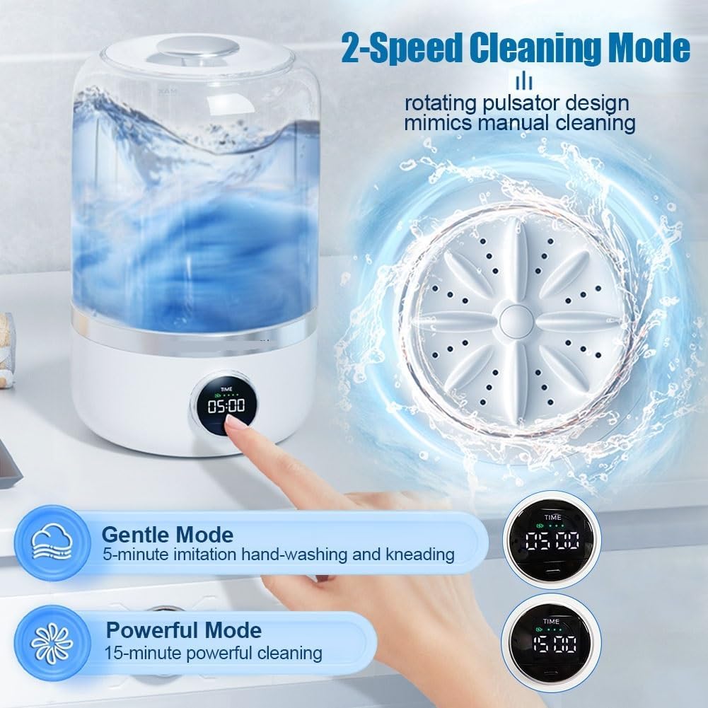 Portable Washing Machine, Portable Cordless Washing Machine Rechargeable, Mini Washer for/Underwear/Socks/Clothes Home Travel Laundry Bucket,for Apartments, Homes, and Dorms