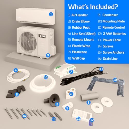 ACiQ 19.2 SEER2 Essentials 18000 BTU Comfortable Inverter Mini Split AC/Heating System, 1.5 Ton White Wall Mount Ductless Heat Pump AC Unit, with 15ft Installation Kit | WiFi Control, 208/230V, R454B