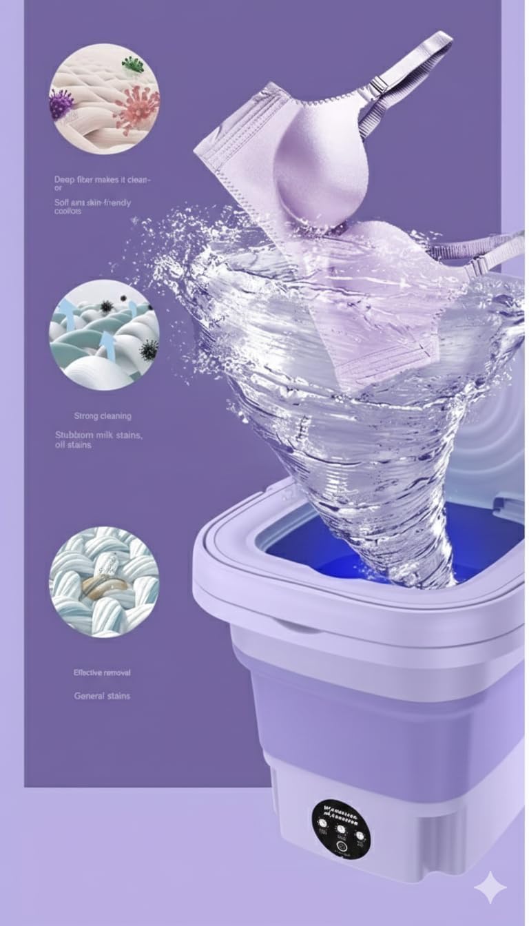 Portable Washing Machine (Lowest Price in Amazon), Mini 16L Foldable Laundry Machine with 3 Modes Deep Cleaning, Upgraded Small Collapsible washer for Hotel, Apartment, Home and Travel - Green