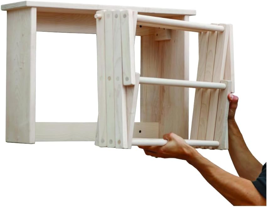 Pennsylvania Woodworks Large Wall Clothes Drying Rack ~ Heavy Duty Solid Maple Hardwood, Folding, Collapses to 25