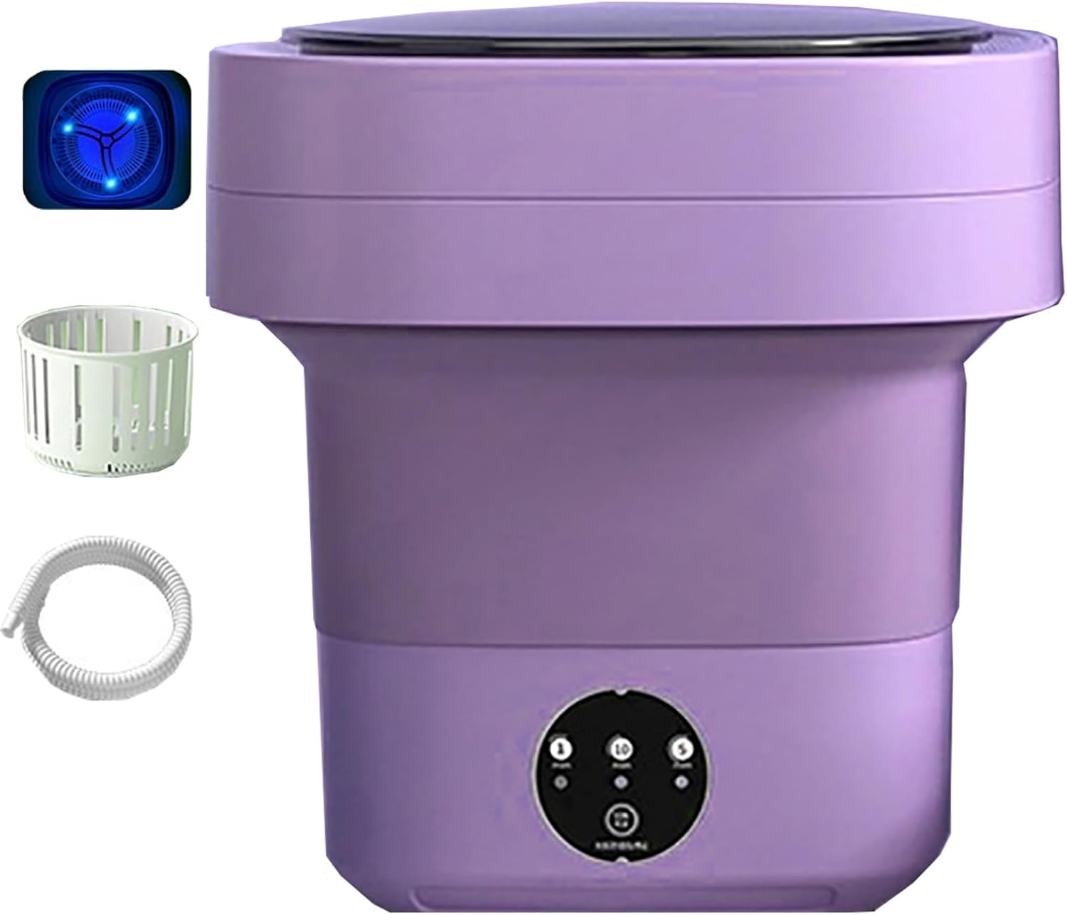 Mini Portable Washing Machine, Folding Washing Machine, Laundry Machine with 3 Modes Deep Cleaning Half Automatic Washt, for Camping, Rv, Travel, Small Spaces (Color : Purple, Size : 11.6L)