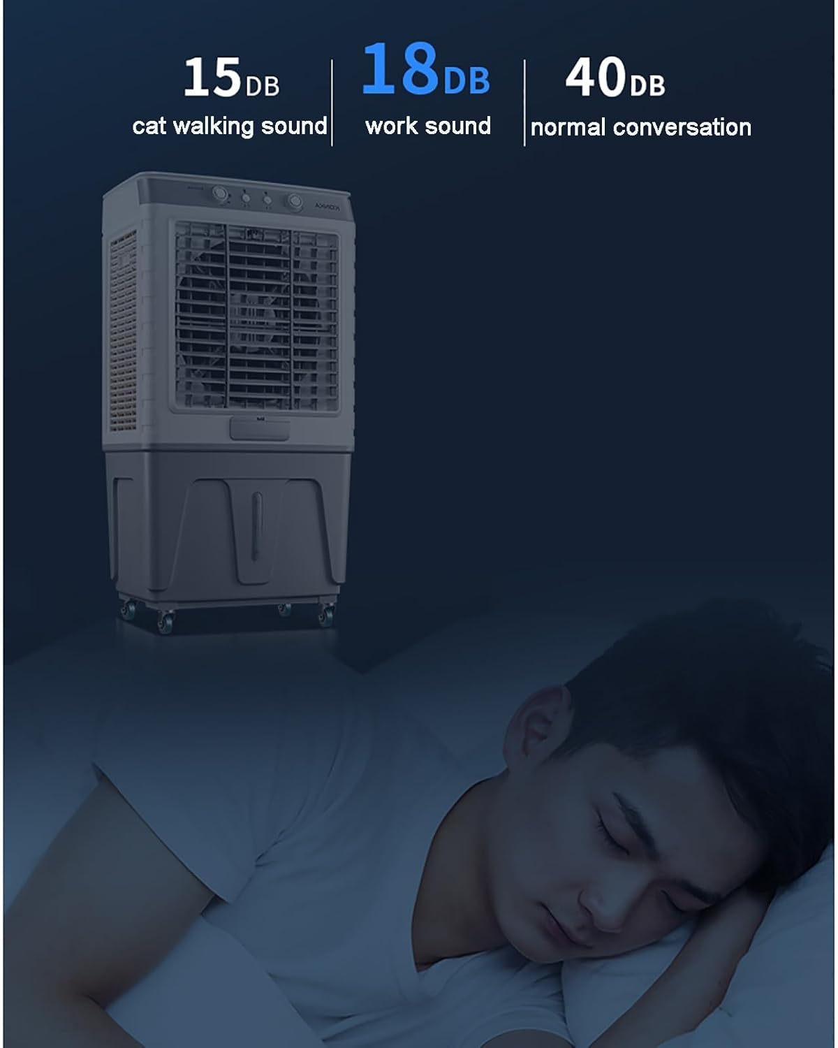 Air Coolers for Home 3 in 1 Evaporative Air Cooler, 3 Speeds Portable Room Air Conditioner, 4 Ice Crystal Boxes & 55L Water Tank, Auto Oscillation