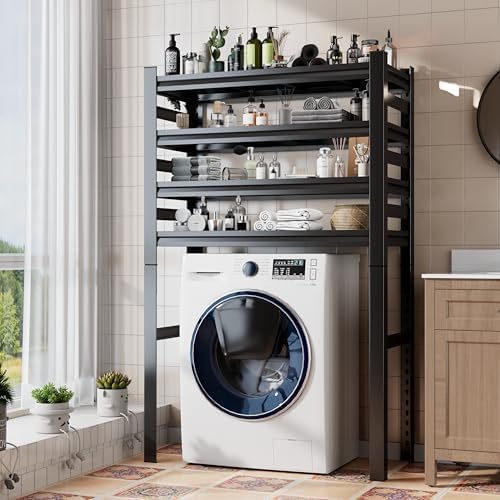 Over Washer and Dryer Shelves, 5 Tiers Laundry Room Storage and Organizer Standing Shelf, Metal Freestanding Clothes Drying Rack,35.4
